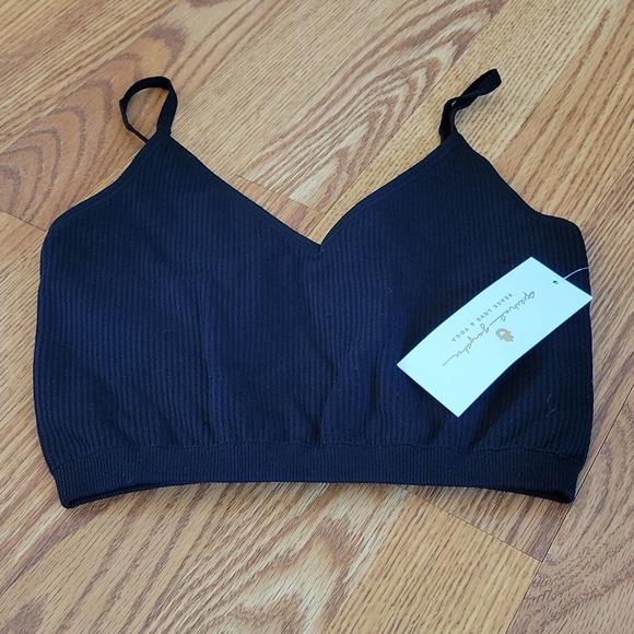 Spiritual gangster ribbed Zen cami sports bra XS/Small black - Picture 3 of 7
